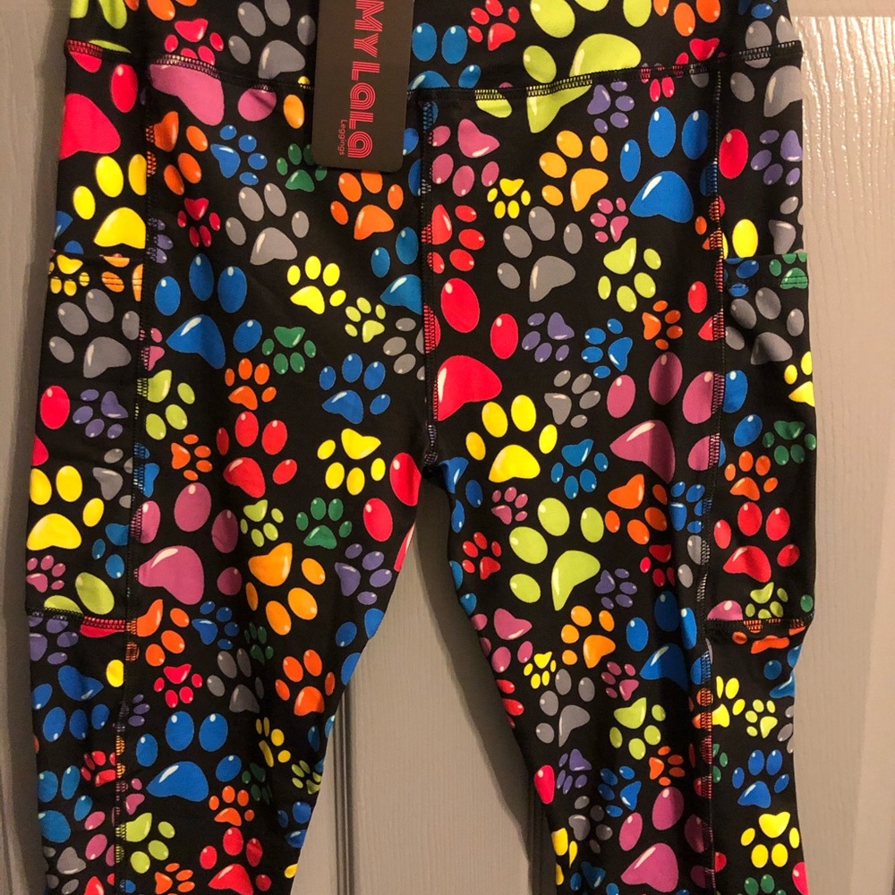 Colorful Paws~Yoga Band Pocketed Capri